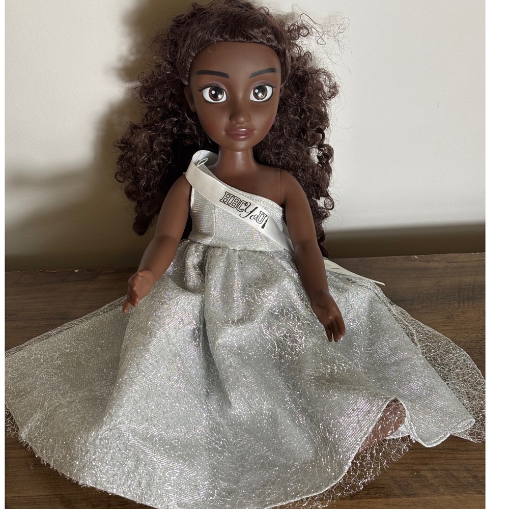 HBCYou Homecoming Queen Doll 18 Inch Purpose Toys Silver Glitter Gown Sash Brown
